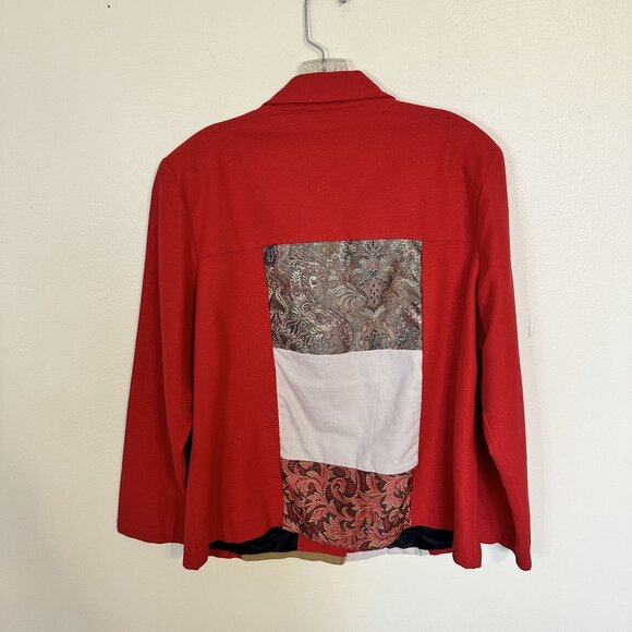 Vtg Allure Womens Red Patchwork Jacket Large Blazer Cotton Blend 1980s - Picture 7 of 7